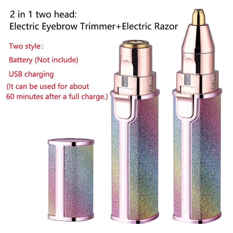 2 In1 Rechargeable Facial Hair Removal and Eyebrow Shaver