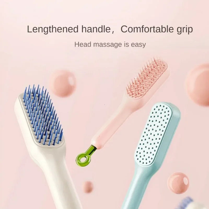 Anti-Static Massage Combs Soft brush Self-Cleaning Comb